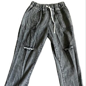 High waisted Cargo Pants- distressed/ alt look